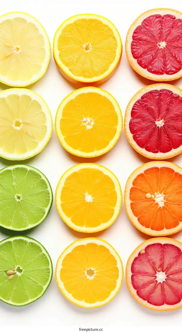 Citrus Fruits Collection: Lemon, Lime, Orange, and Grapefruit