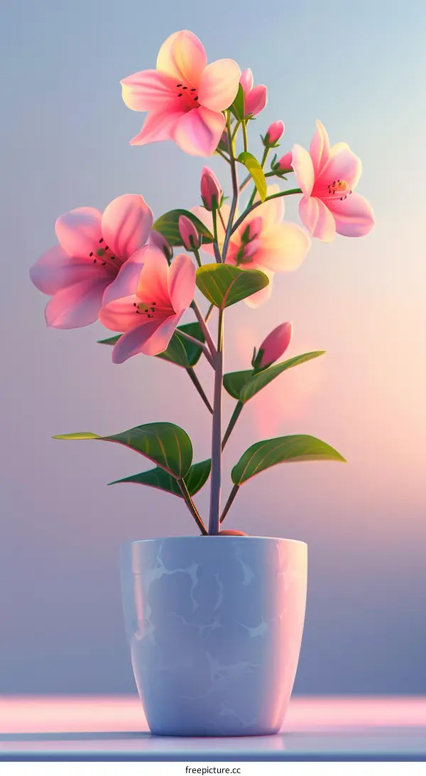 Beautiful Pink Flower in Pot