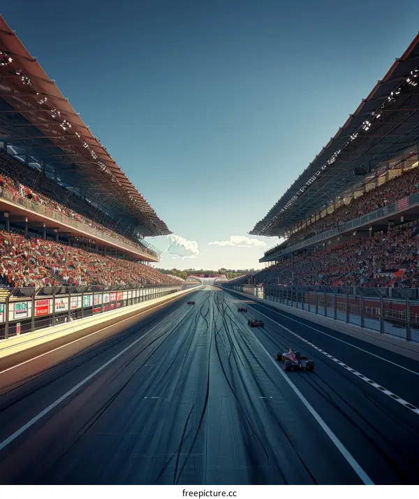 Formula One Cars Racing on a Track