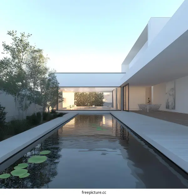 Modern Minimalist House Design with Pool and Landscaping