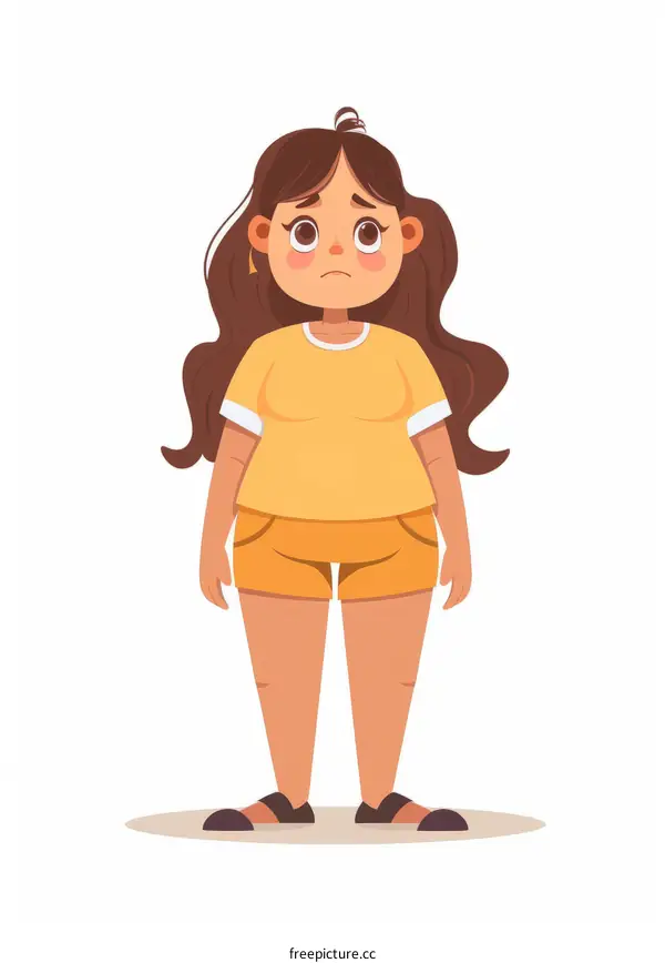 Illustration of a Chubby Woman Feeling Sad