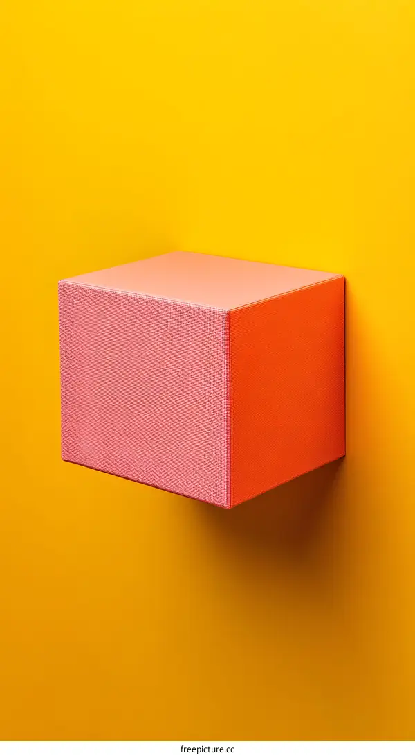 Pink and Orange Box on Yellow Background