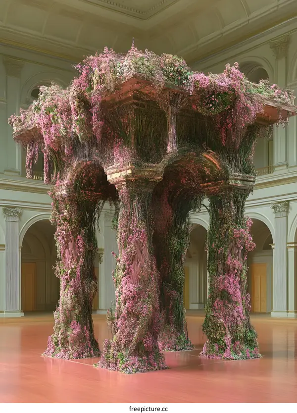 Floral Installation in Classic Building Interior