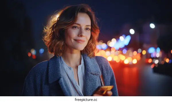 Woman enjoying a night city view