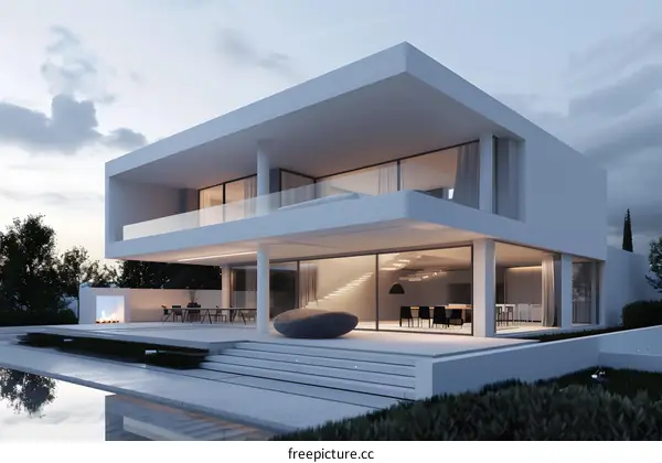Modern White House with Swimming Pool