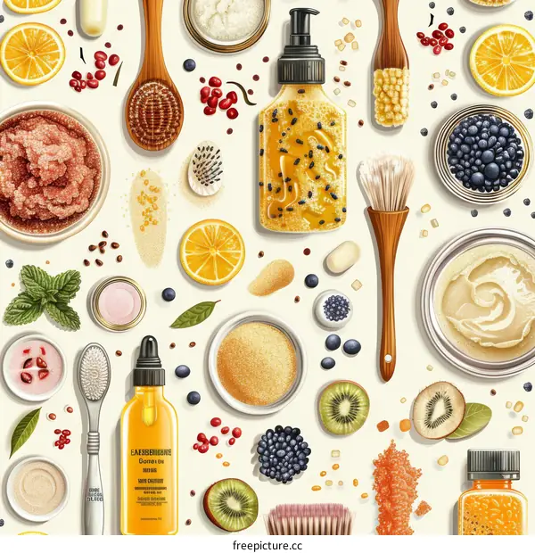 Natural skincare ingredients pattern