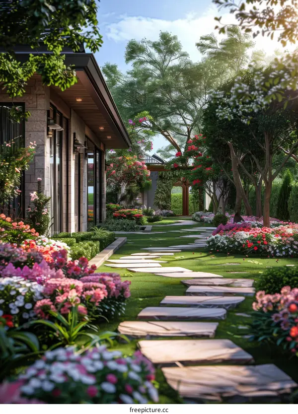 Modern Zen Garden Design: Landscape Rendering