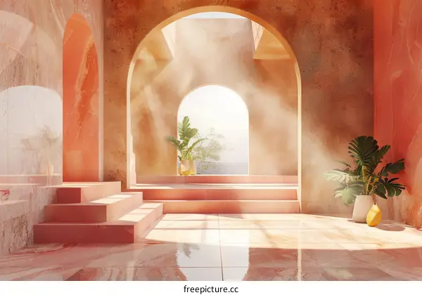A  Stunning Interior Design Illustration of a Light-Filled  Archway