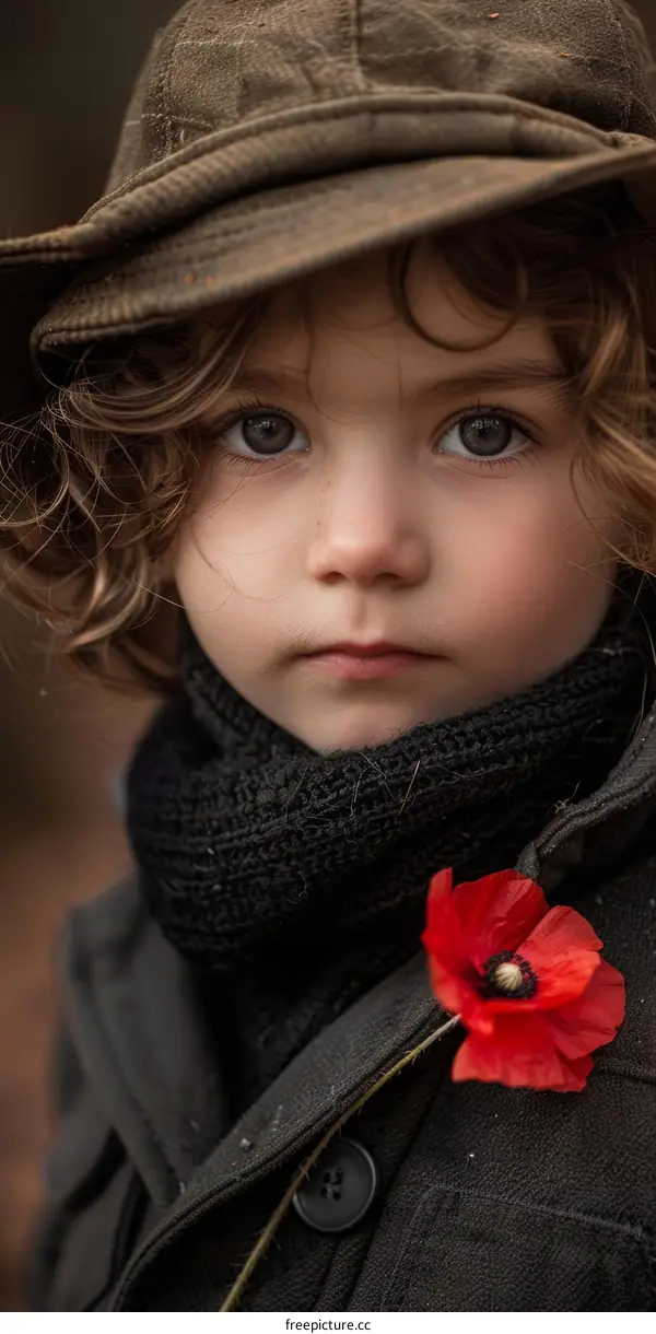 Little girl with a red flower in her hair