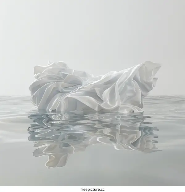 Flowing White Fabric Floating on Water