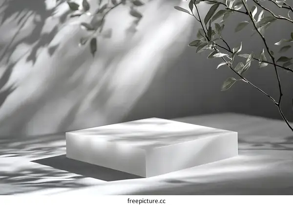 Minimalist White Display Podium with Natural Light