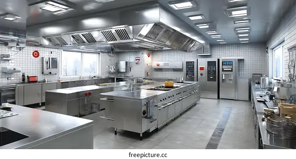 Modern Commercial Kitchen Design Illustration