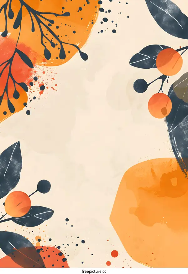 Abstract Watercolor Background With Orange And Blue Colors