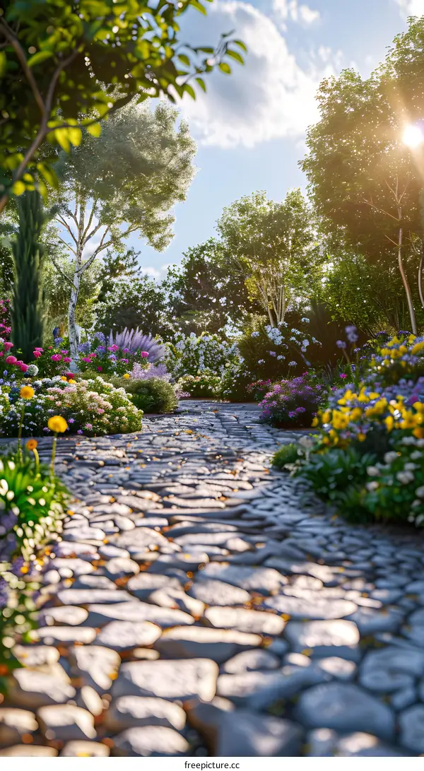 Cobblestone Garden Path
