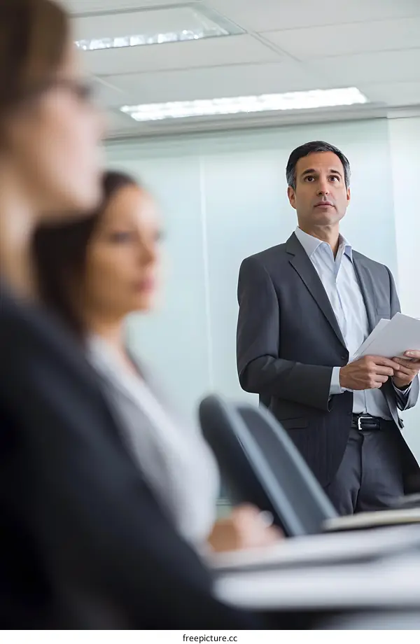 Business Meeting Presentation In Modern Office