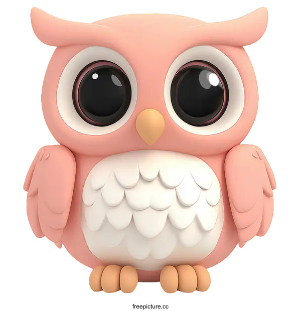 [Transparent Background PNG]Cute Pink Owl Illustration