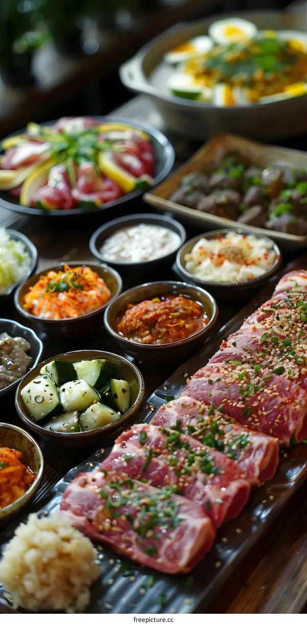 A table full of delicious Korean food
