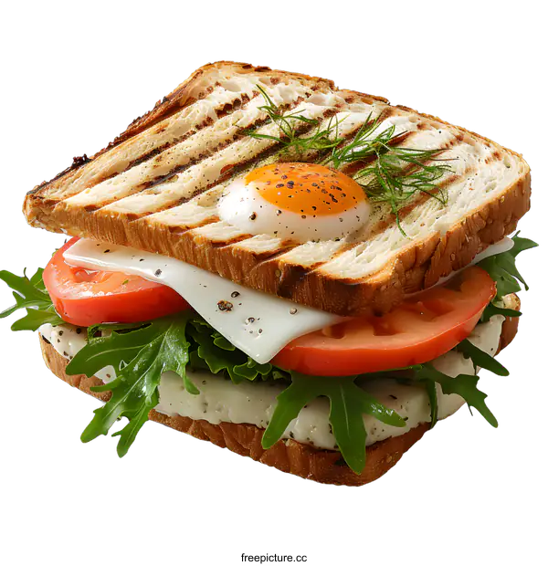 [Transparent Background PNG]A delicious sandwich with egg, tomato and cheese