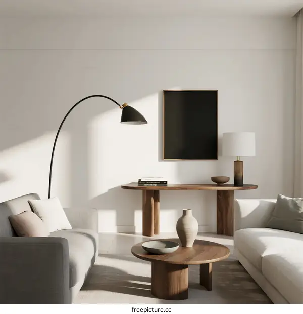 Minimalist Living Room with Neutral Colors and Modern Furniture