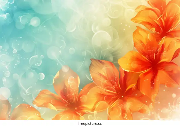 Orange flowers with a blue background