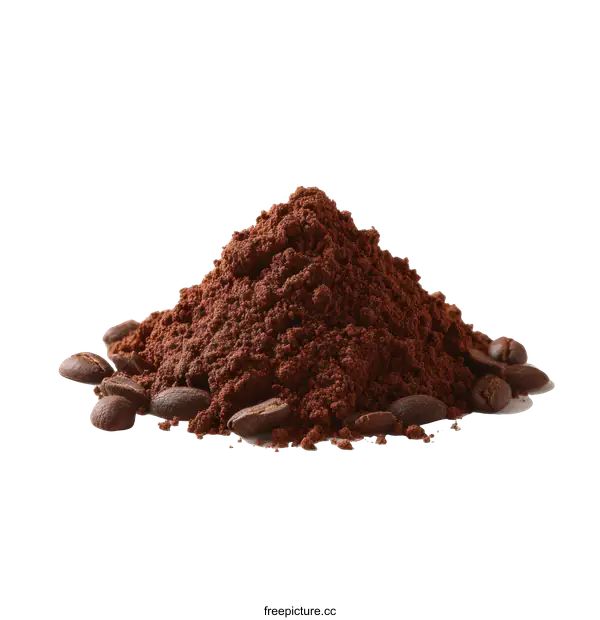 [Transparent Background PNG]Pile of Ground Coffee Beans and Coffee Beans