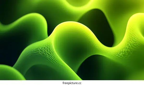 Abstract Green and Yellow Flowing Lines