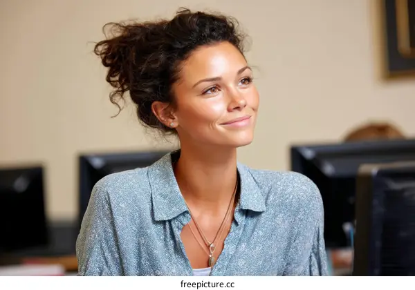 Focused Young Woman in a Classroom Setting
