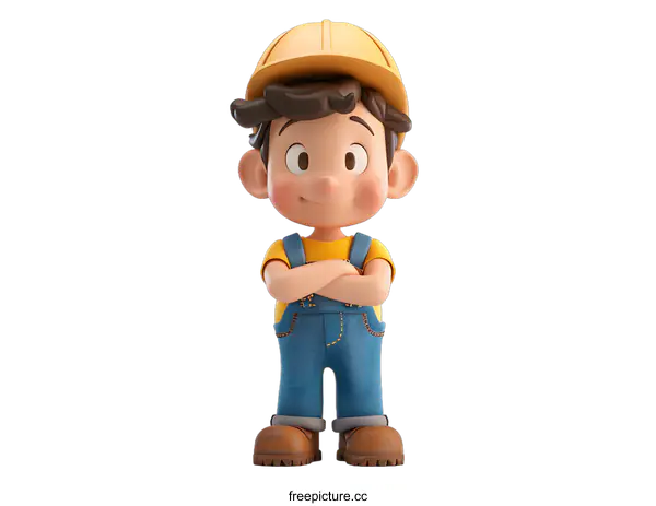[Transparent Background PNG]3D illustration of a construction worker