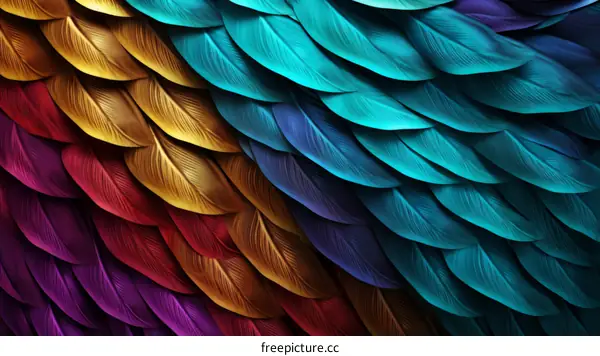 Colorful Digital Art of Feathers