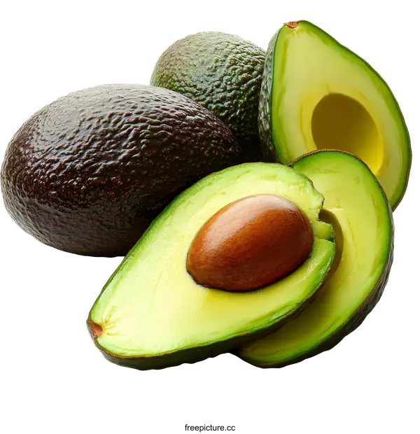 [Transparent Background PNG]Freshly Cut Avocados on White Background