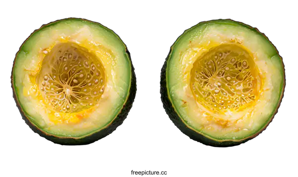 [Transparent Background PNG]Two Halves of a Ripe Avocado