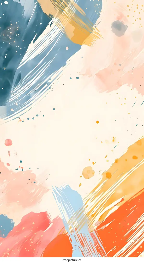 Abstract Watercolor Background With Brush Strokes And Splashes
