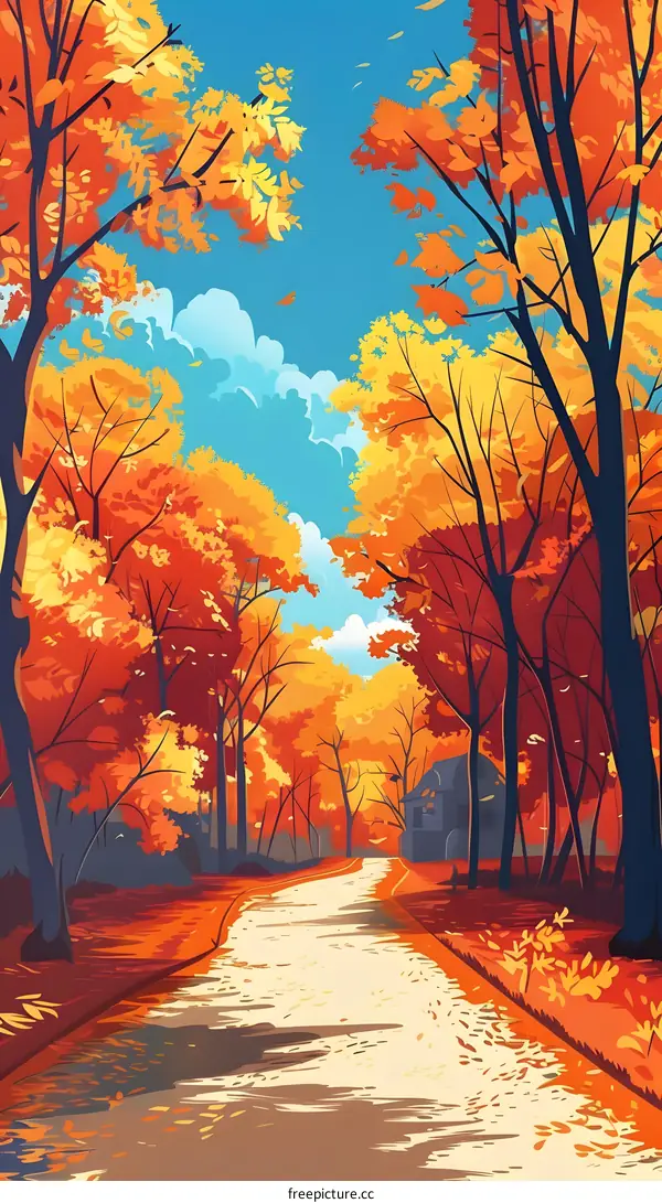Autumn Forest Road Path Landscape