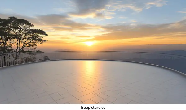 Sunrise Panorama from a Modern Rooftop Terrace