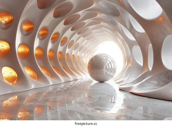 Futuristic Corridor with Glowing Lights