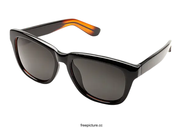 [Transparent Background PNG]Stylish Black Sunglasses with Tortoise Shell Detail