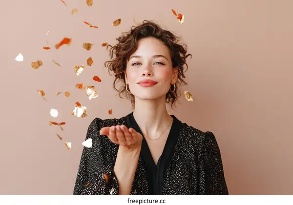 Celebrating Woman with Confetti