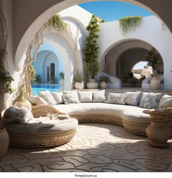 Luxury resort with swimming pool and outdoor seating area