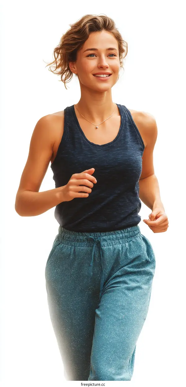 Woman Running in Sporty Attire