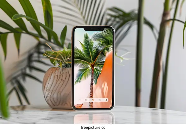 Palm Tree on Mobile Phone Screen