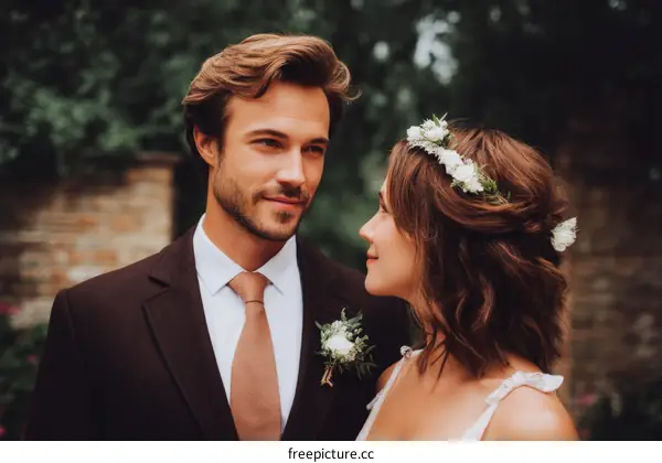 Couple in Love  Outdoor Wedding Portrait