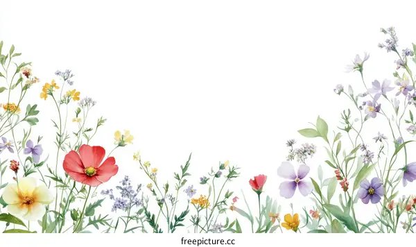 Watercolor Wildflower Border Design