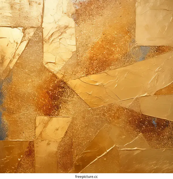 Golden abstract painting with a rough texture