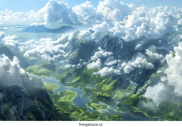 Aerial View of a Majestic Mountain Landscape