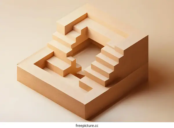 Minimalist Wooden Structure with Steps