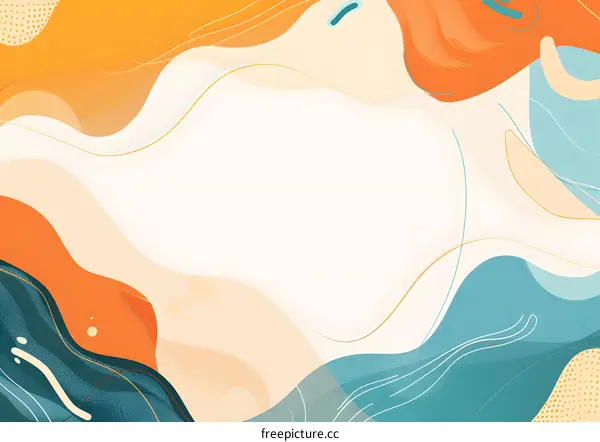Abstract Background with Wavy Lines and Shapes in Pastel Colors