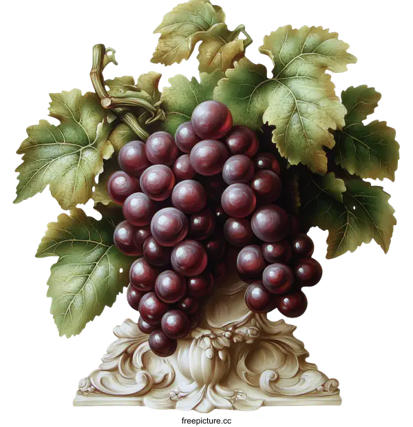 [Transparent Background PNG]Vintage Grape Still Life Illustration