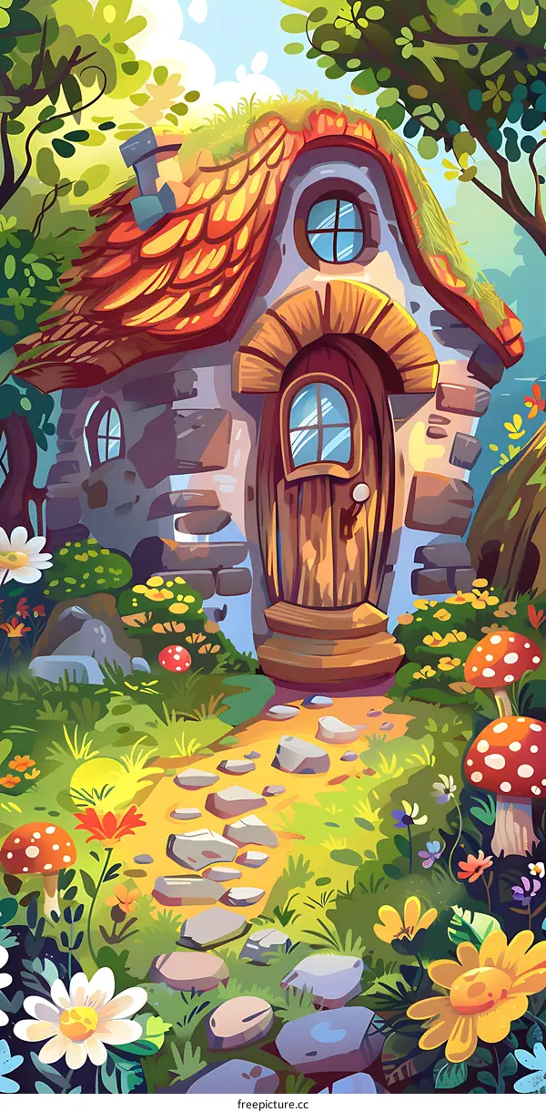 Stone Cottage in a Green Meadow