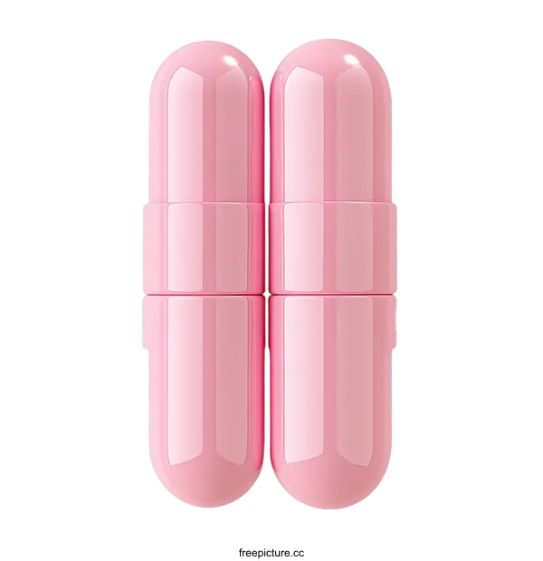 [Transparent Background PNG]Pink Capsule Pair Medical Illustration