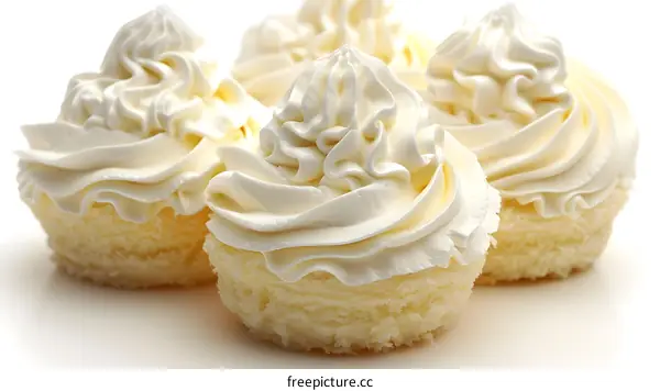 Closeup of Whipped Cream on Cupcakes